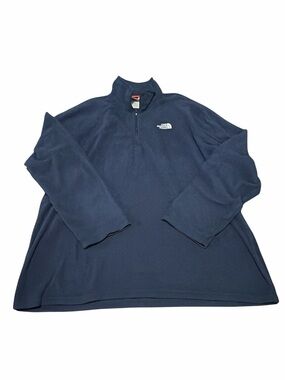 The North Face Mens Navy Blue Quarter Zip Fleece Pullover Jacket L
